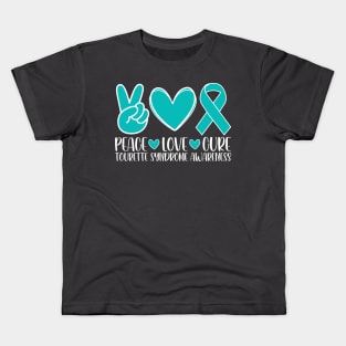 Tourette Syndrome Awareness Peace Love Cure Kids T-Shirt